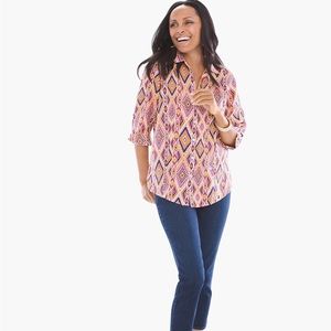 Chico’s Ikat Linen Button-Back Shirt [1]